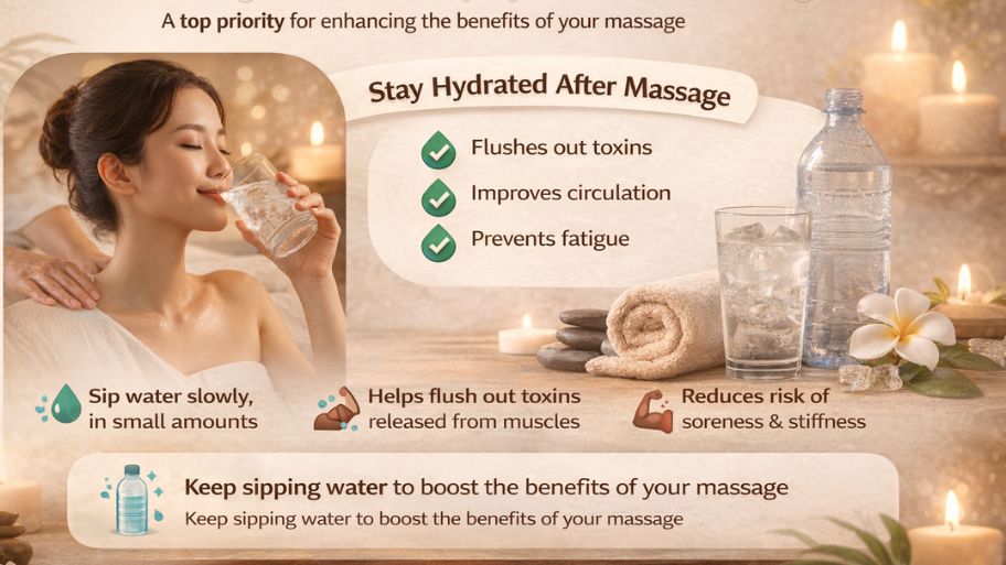 Essential what to do after a massage advice you must know Drink enough water to stay hydrated after massage