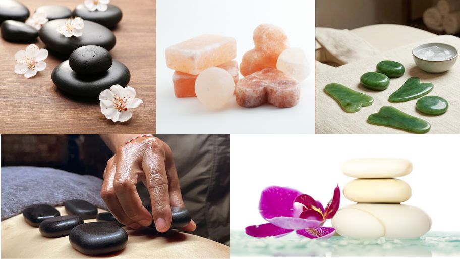 Why are there different types of stones used in hot stone therapy?